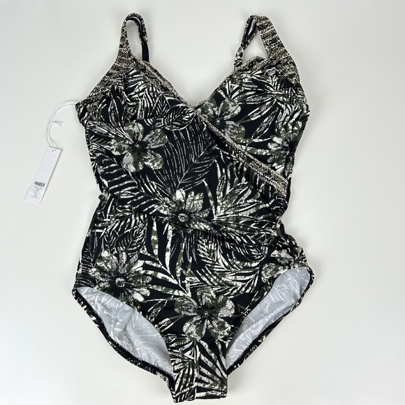 Miraclesuit size 16 Zahara Sanibel one piece swimsuit black green floral NEW - Picture 3 of 16